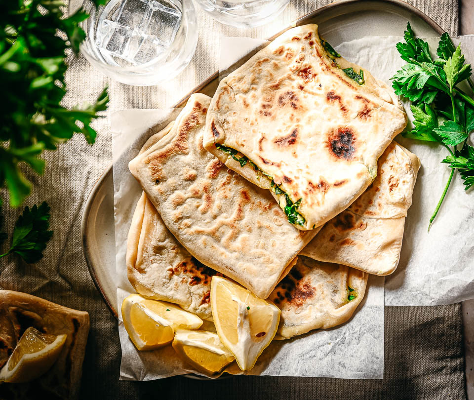 Turkish gozleme on plate